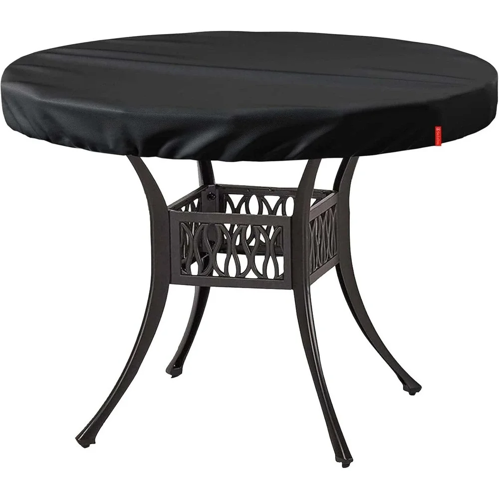Outdoor Black 4 Ft Round PU Leather Tablecloth Cover